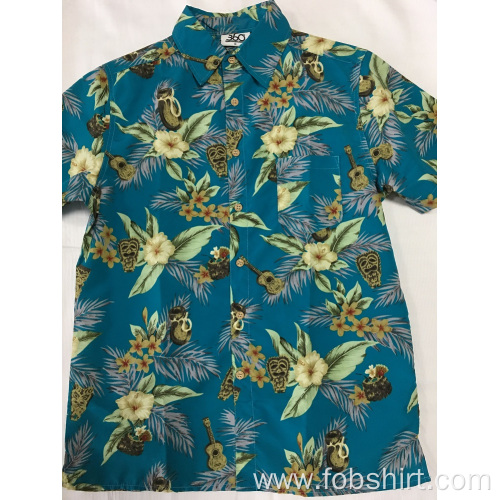Print Hawaii Casual Shirt Polyester print hawaiian shirt Factory